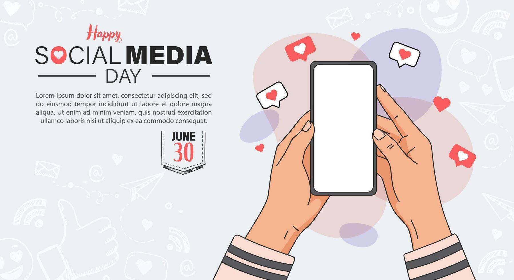 Social Media Day illustration with hand and heart notifications vector