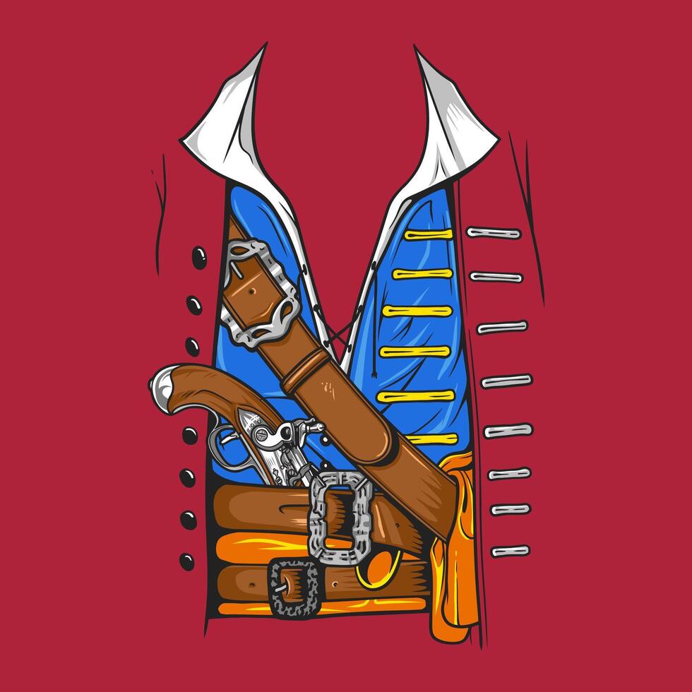 Graphic art of a classic pirate or revolutionary war outfit vector