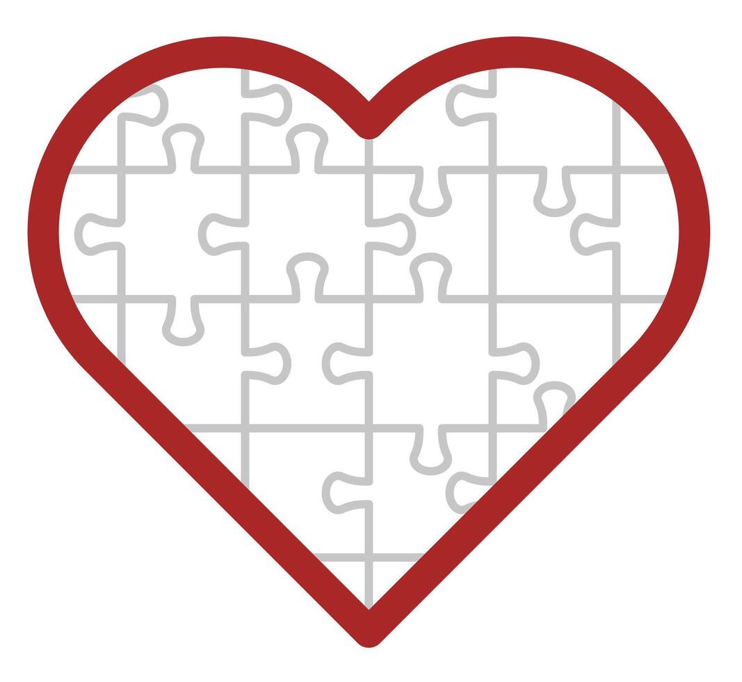 Part of a logo or infographic element in a puzzle. A simple heart shape made from puzzle pieces. vector