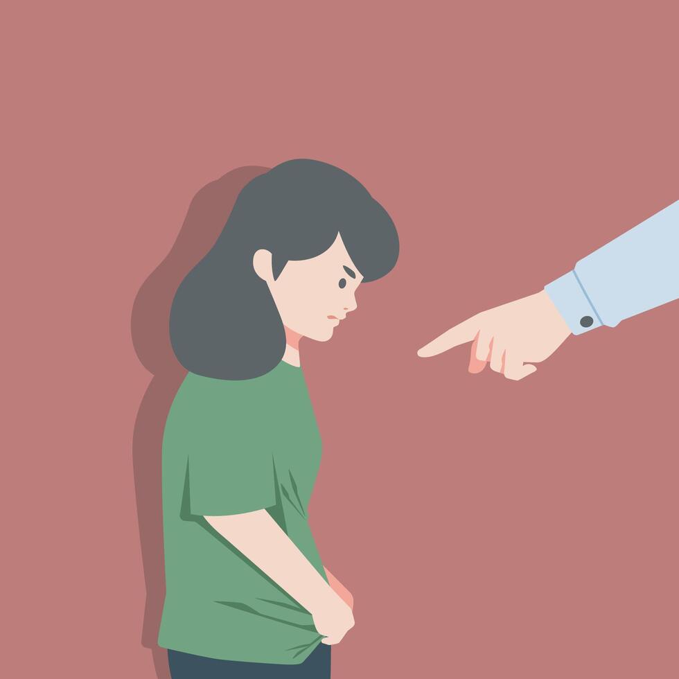 blamed girl illustration in isolated background vector