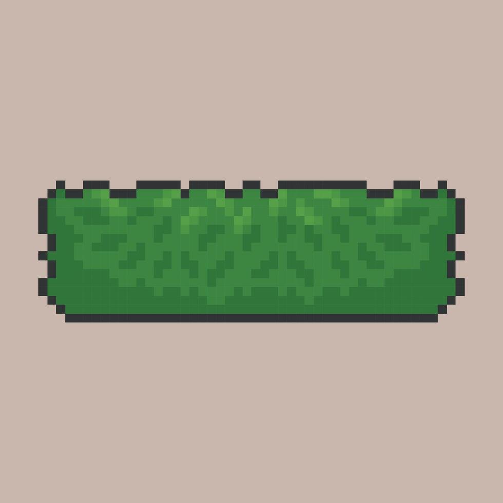 horizontal bush plant in pixel art style with isolated background vector