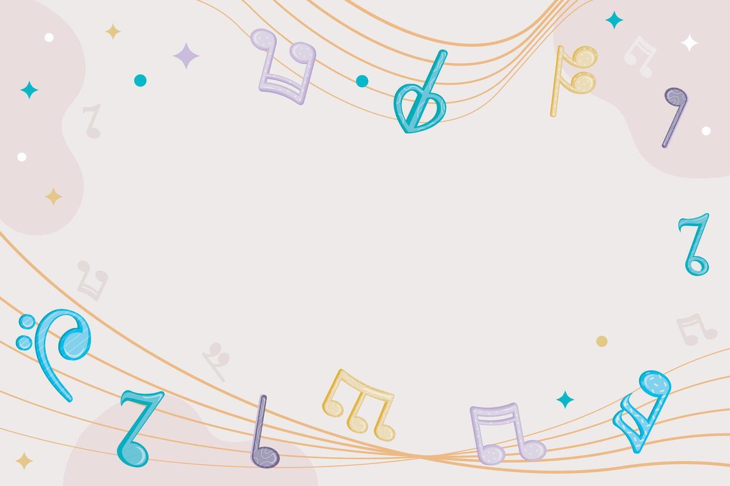 Pink pastel song note sign background in horizontal screen vector