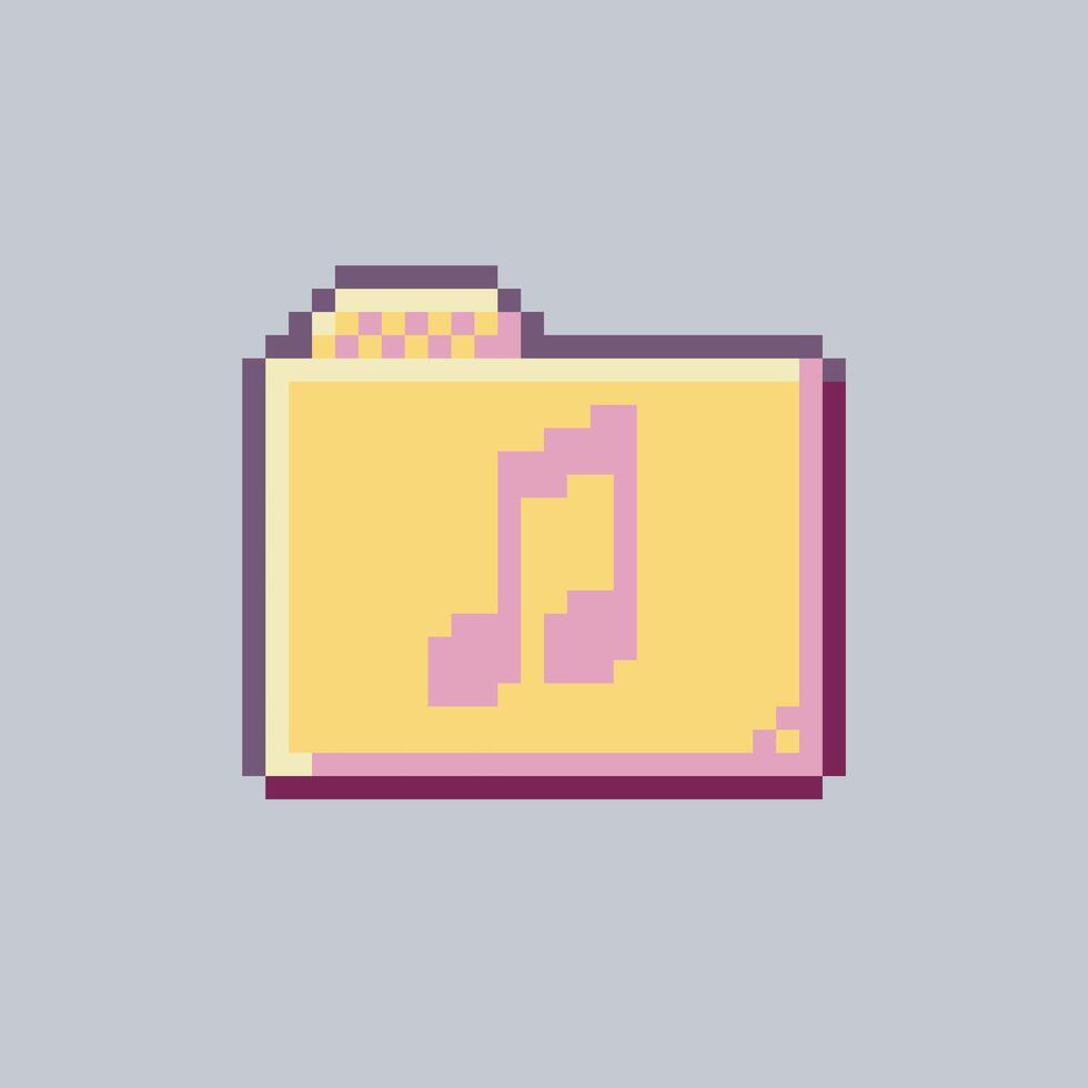 folder with melody sign in pixel art style with isolated background vector
