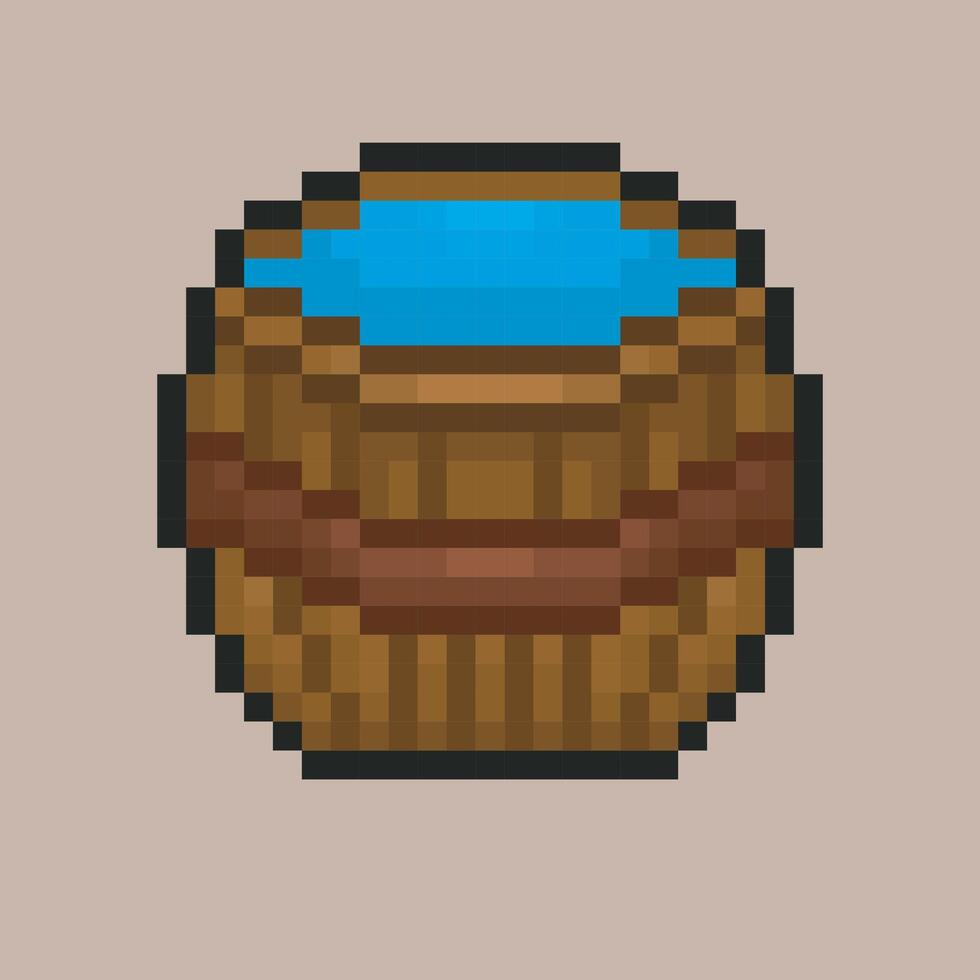water barrel in pixel art style with isolated background vector