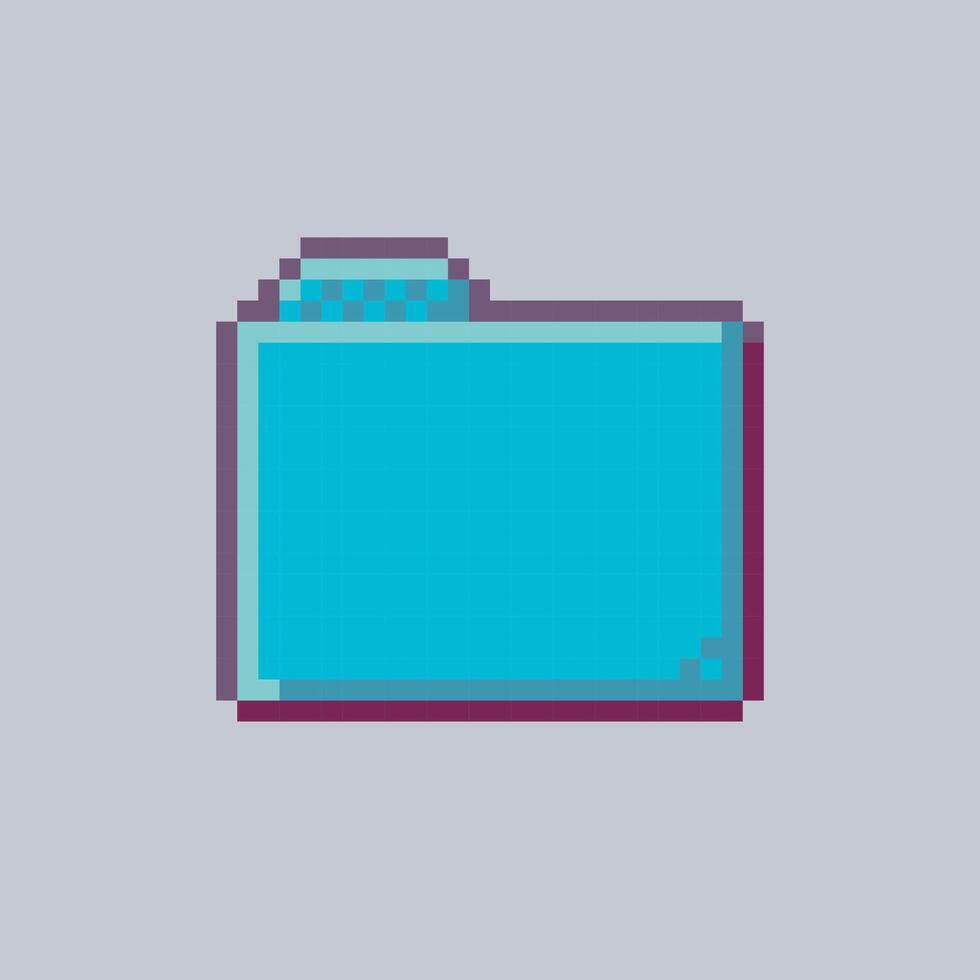 blue folder sign in pixel art style with isolated background vector