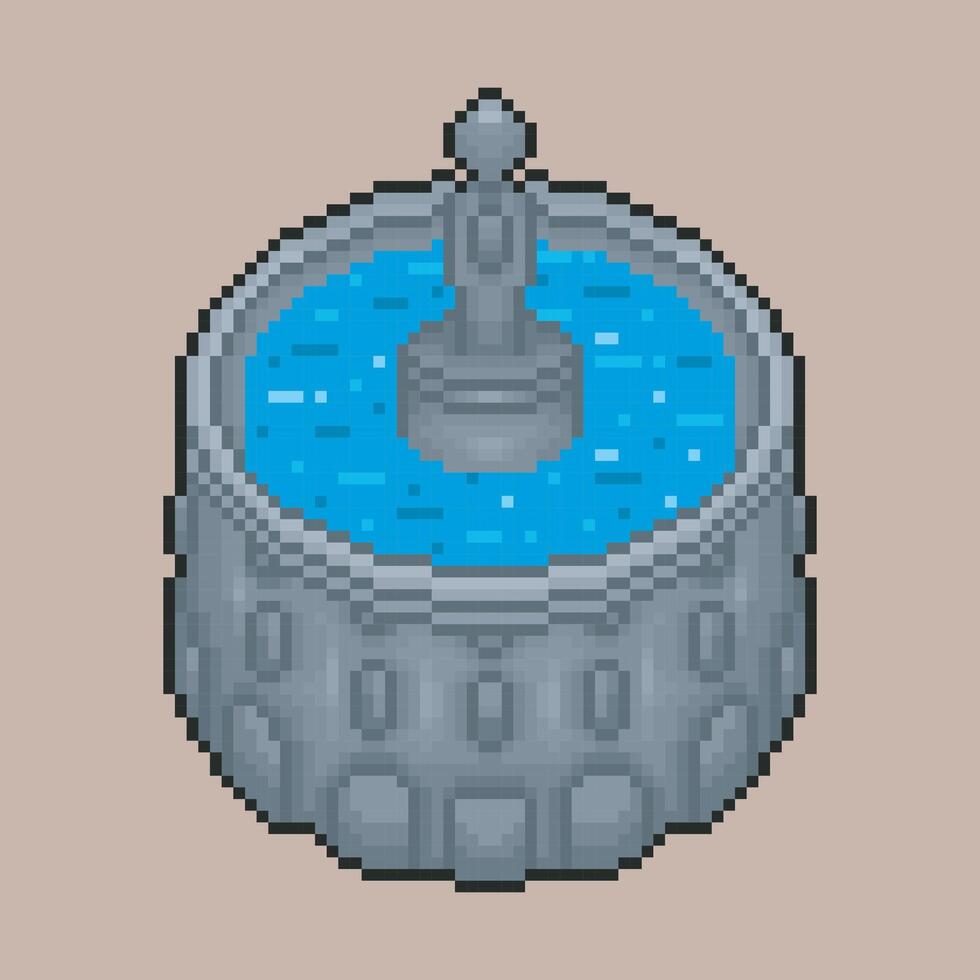 water fountain in pixel art style with isolated background vector