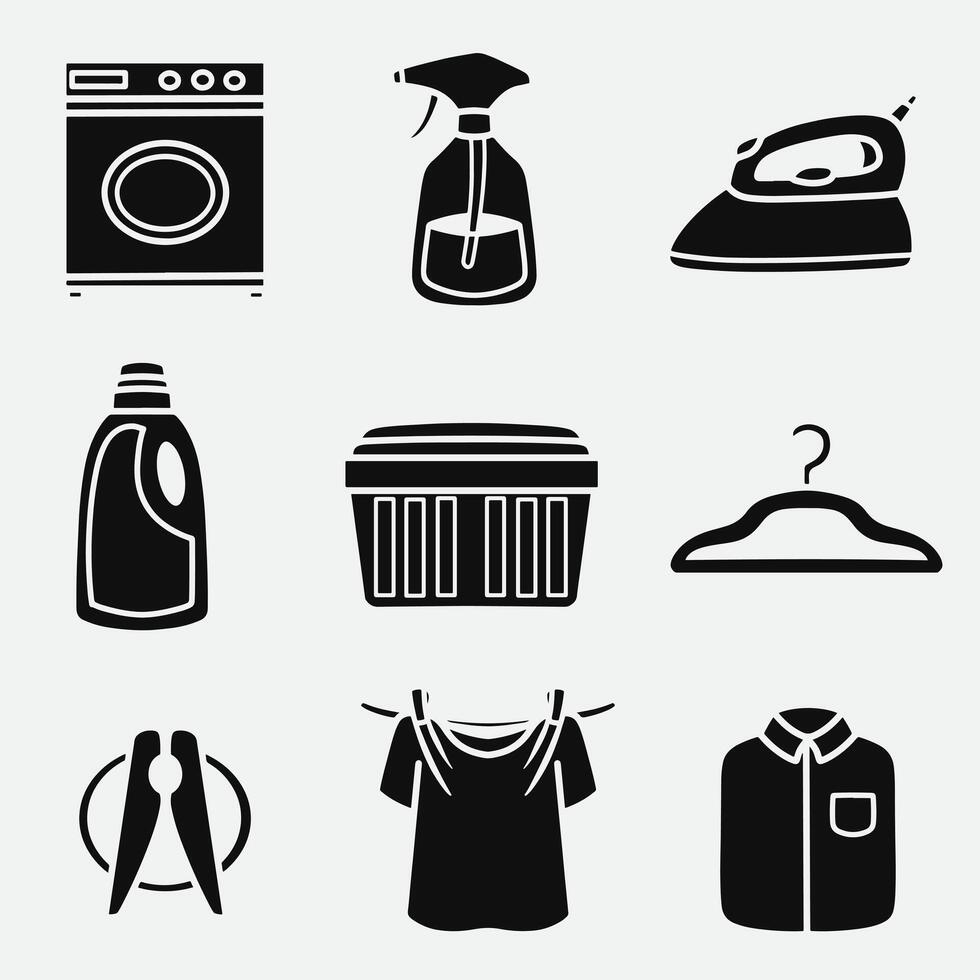 set of laundry equipment good for icon, symbol, element design, silhouette design, etc vector