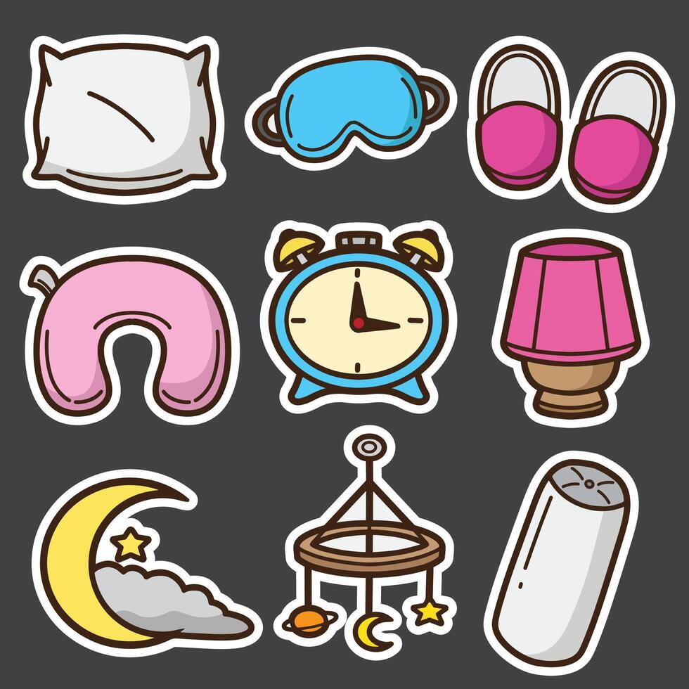 set of bed time good for sticker, badge, element design, icon, printable, etc vector