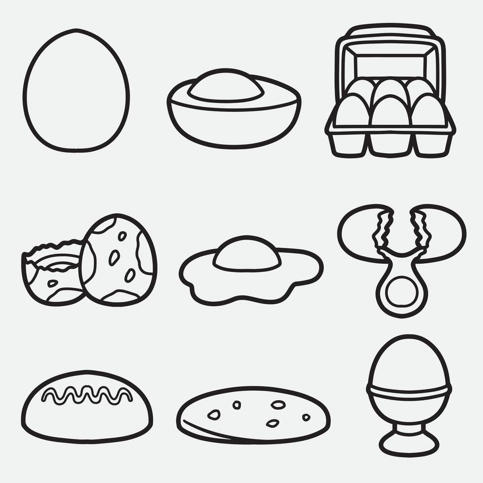 set of eggs with outline style good for symbol, icon, element design, coloring book, coloring page, etc vector