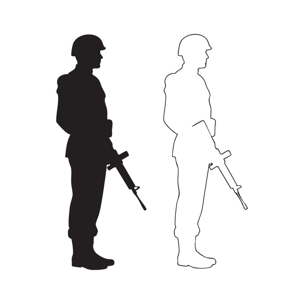 Soldier shadows displayed on a clean white background vector