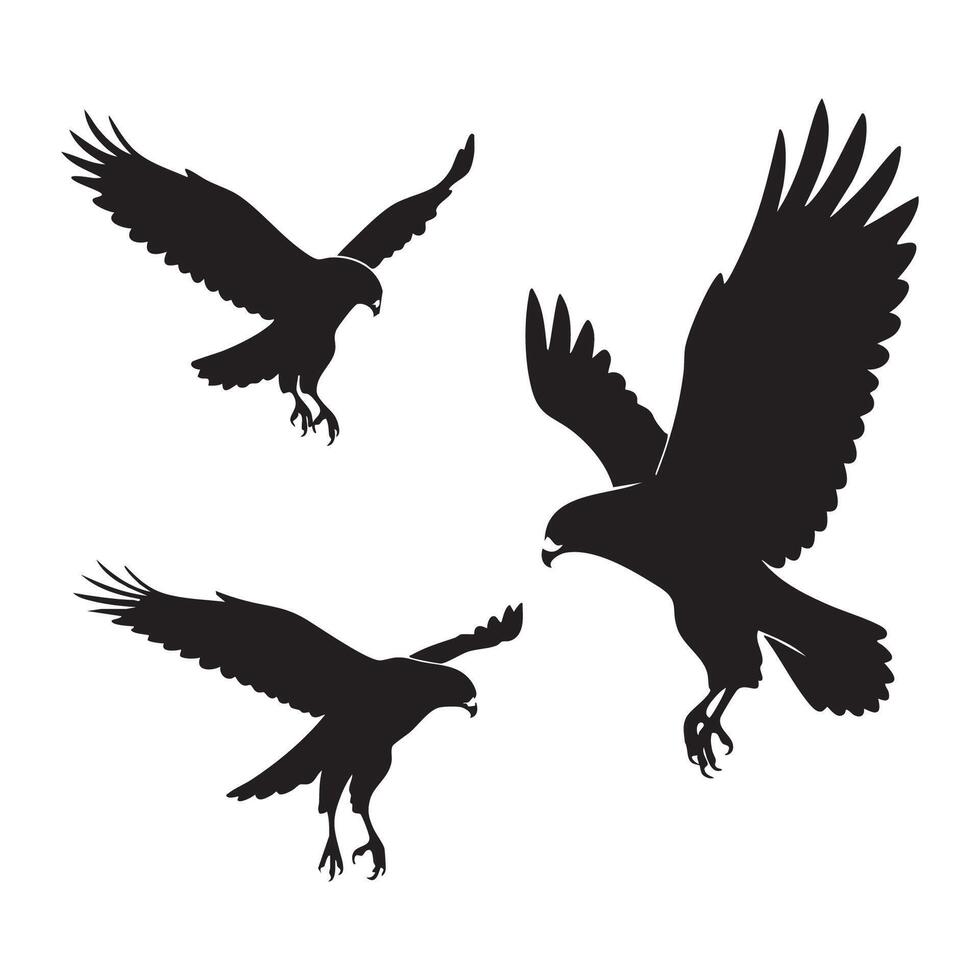 Hawk figures in silhouette against white backdrop vector