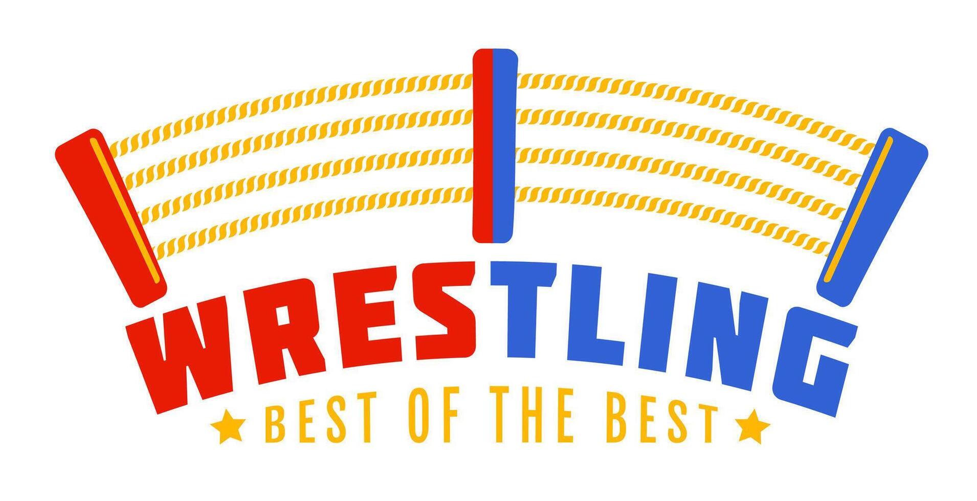 Vintage logo for a wrestling with ring vector