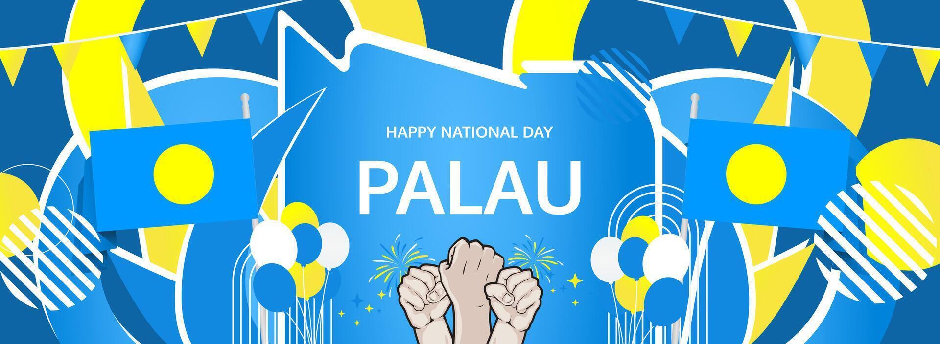 Palau 1 October Independence Day poster design. Vibrant flag colors for national pride, tourism marketing, holiday flash sales, and public celebrations vector