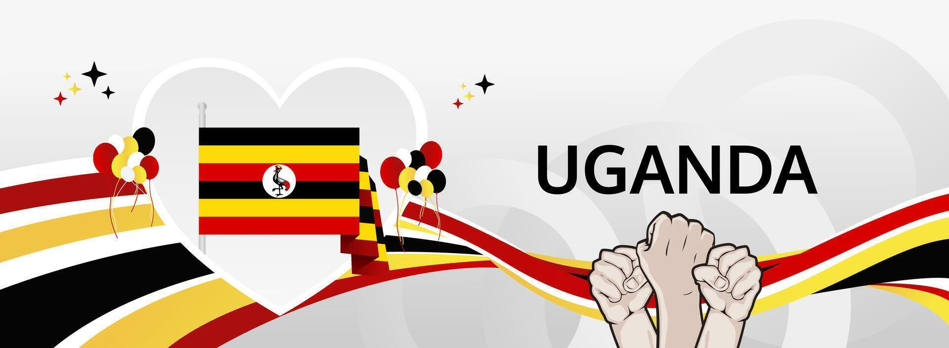 Uganda 9 October celebration banner. Modern Independence Day greeting with colorful background, great for events, travel ads, and digital promotions vector