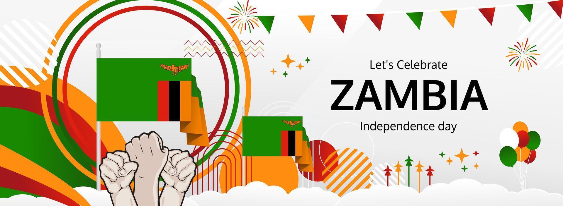Zambia National Day banner design. 24 October Happy Independence Day. Festive background with flag colors, ideal for tourism ads, public events, and holiday sales vector
