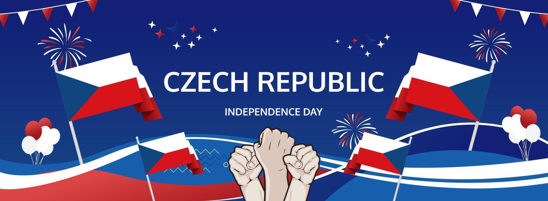 Czech Republic 28 October National Day banner. Festive flag-themed background for use in holiday sales, tourism drives, or carnival celebrations vector