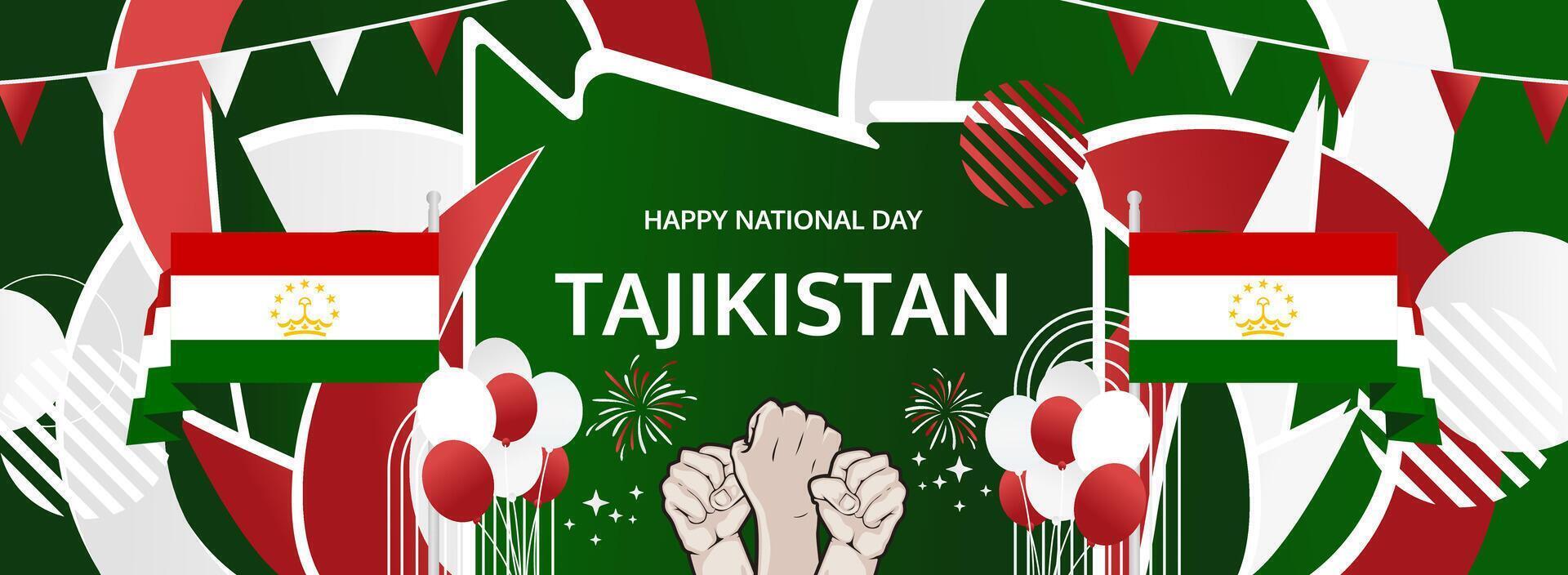 Tajikistan Independence Day 9 September banner. Bright and bold flag colors suitable for cultural events, tourism marketing, and flash sale promotions vector