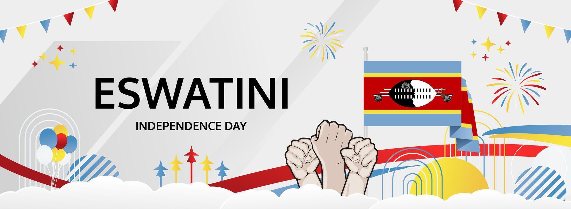 Modern Eswatini Independence Day Somhlolo Day banner 6 September. Vibrant flag colors for tourism marketing, holiday flash sales, and cultural event promotions vector