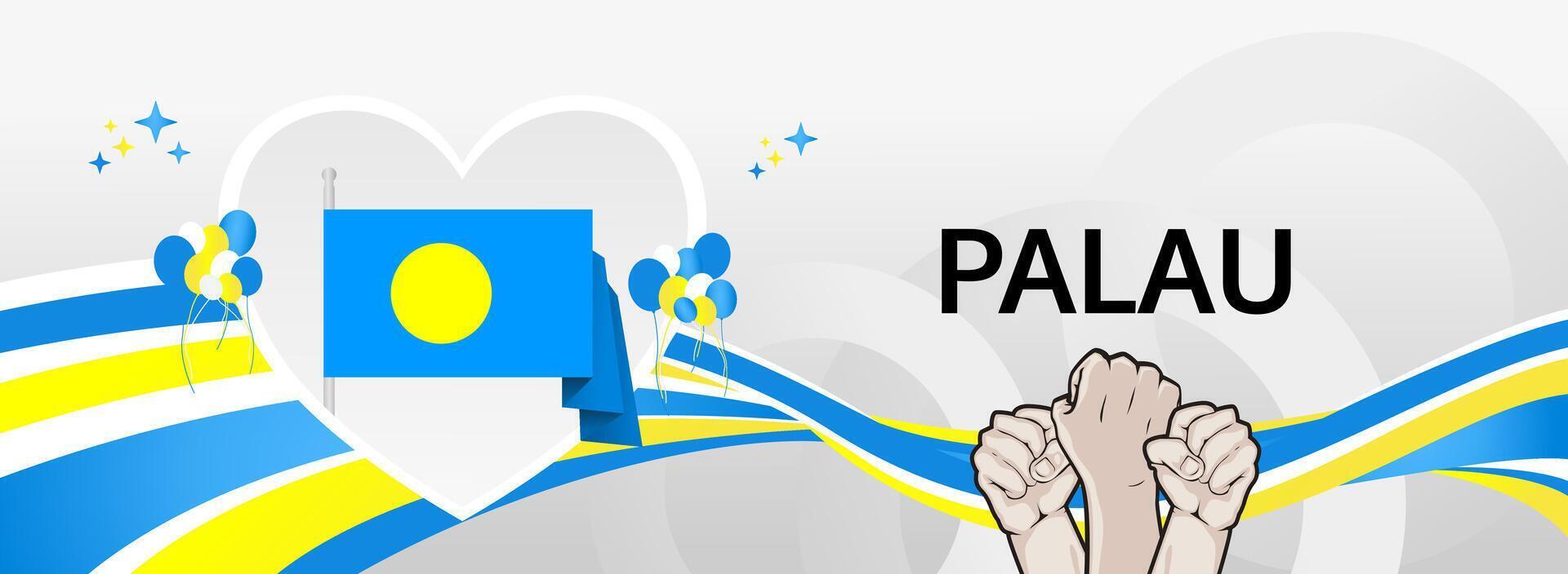 Palau Independence Day banner 1 October. Modern patriotic design with flag colors. Perfect for national holiday, tourism ads, event promotions, and festive flash sales vector