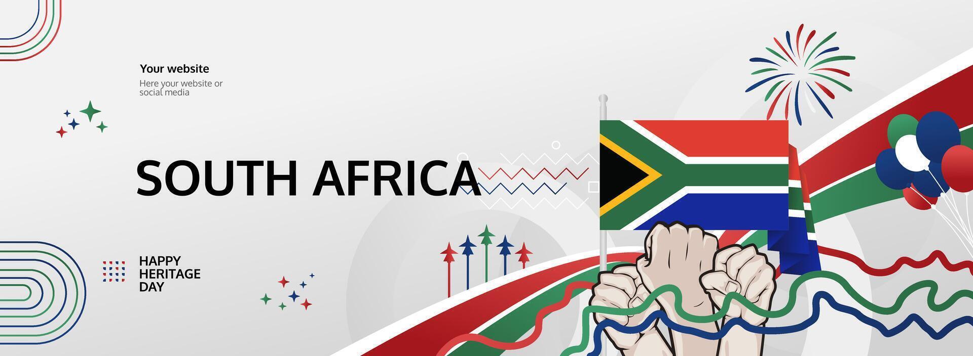 South Africa Heritage Day 24 September banner. Bold flag-themed design perfect for carnival posters, travel ads, and national event promotions vector