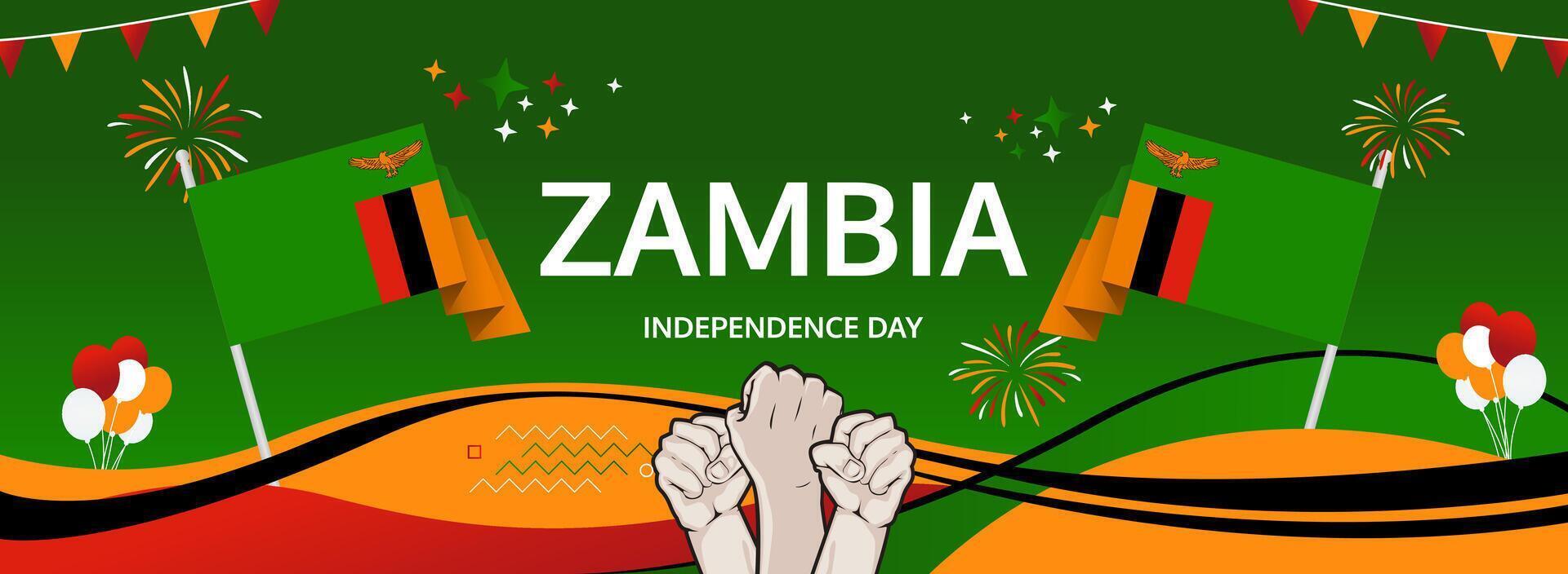Vibrant Zambia National Day banner. Celebrate 24 October with a colorful design perfect for tourism, event announcements, or limited-time holiday sales vector