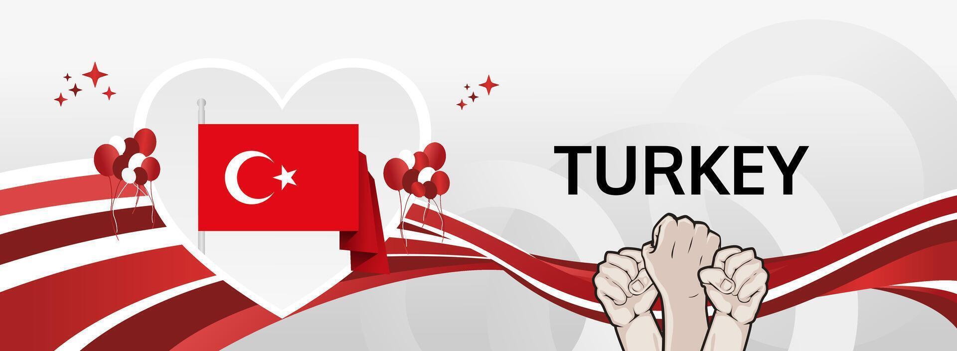 Turkey National Day colorful banner. Celebrate 29 October with red and white design for tourism flyers, festive posters, or public holiday campaigns vector