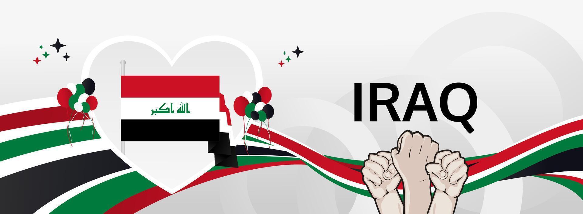 Iraq Independence Day modern layout. 3 October horizontal banner with festive colors, perfect for flash promos, celebration ads, or tourism outreach vector