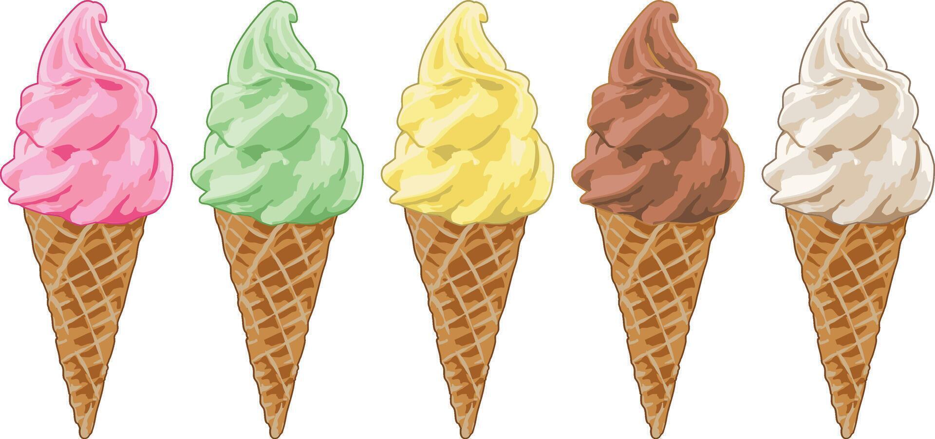 icon of colorful classic ice cream cone vector