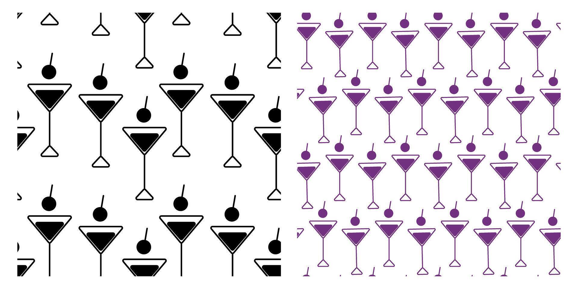 Triangular Martini glasses Seamless Patterns Minimalist design Menu Cards or promo Backgrounds idea. Isolated illustration Wallpaper Cafe Bar Cards, posting or web promo banner, leaflet, poster vector