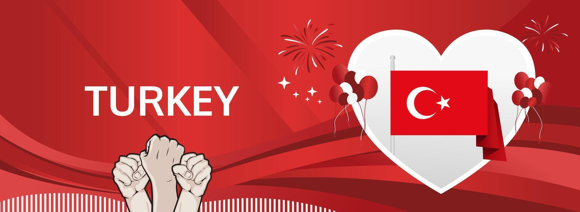 Modern Turkey National Day banner. Celebrate 29 October with flag-themed background for cultural ads, holiday promotions, or festive event posters vector