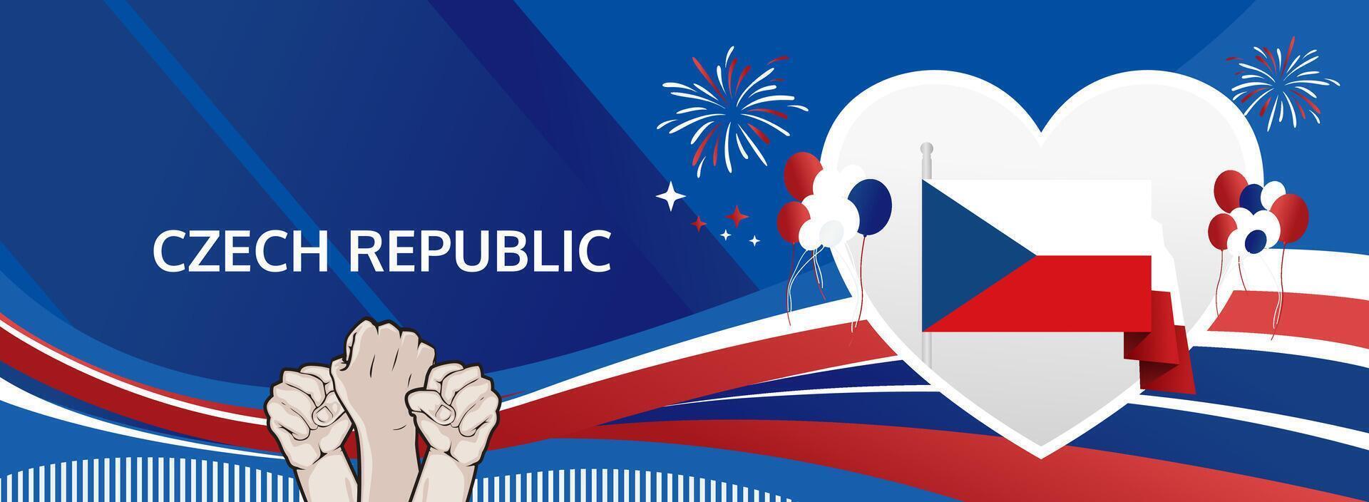 28 October Czech National Day modern greeting. Patriotic horizontal layout with vibrant tones, great for tourism marketing, holiday ads, or event announcements vector
