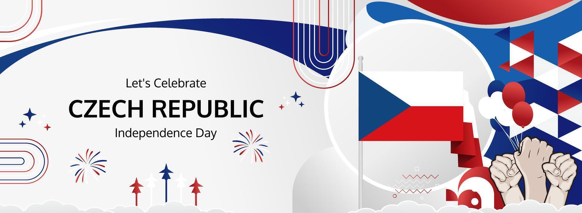 Czech Republic National Day poster design. 28 October vibrant background with red, white, and blue, perfect for event marketing, tourism ads, and digital greetings vector