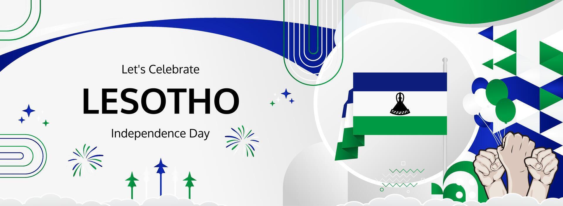 Celebrate Lesotho Independence Day with a vibrant 4 October banner. Great for travel campaigns, festive retail offers, and public holiday celebrations vector
