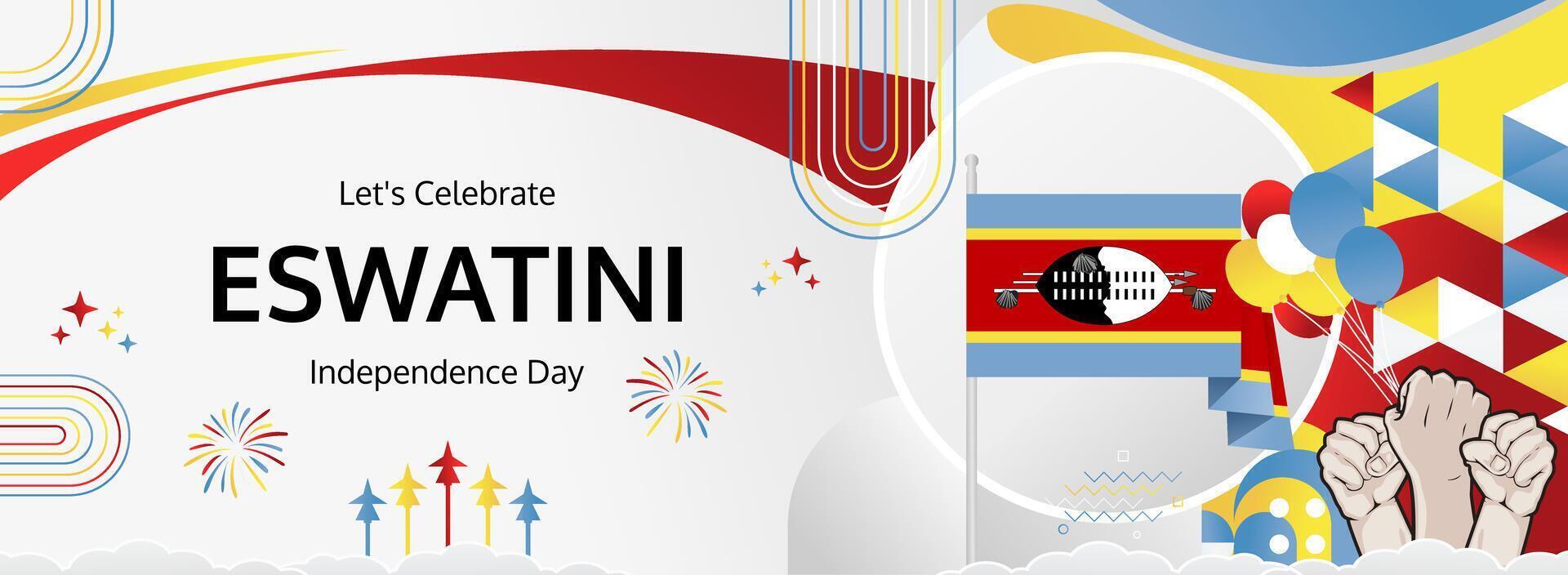 6 September Eswatini Somhlolo Day greeting banner. Horizontal layout with vibrant flag colors ideal for cultural celebrations, travel marketing, and holiday discounts vector