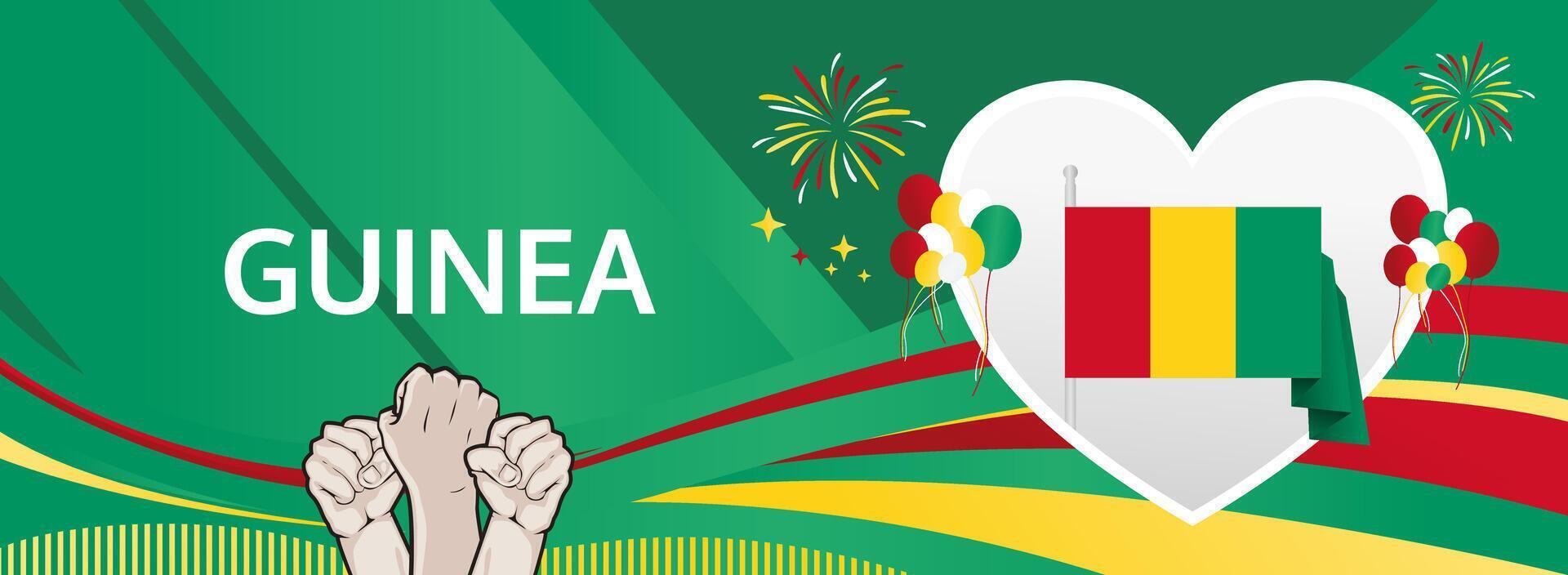Guinea Independence Day modern layout. 2 October horizontal banner with festive colors, great for flash promos, celebration ads, or tourism outreach vector