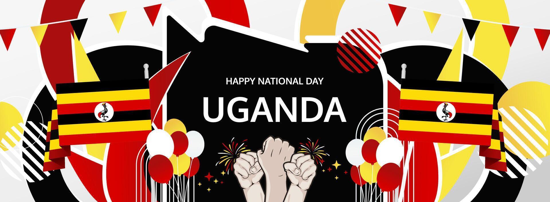 Vibrant Uganda National Day banner. Celebrate 9 October with a festive layout perfect for tourism marketing, seasonal campaigns, or cultural event posters vector