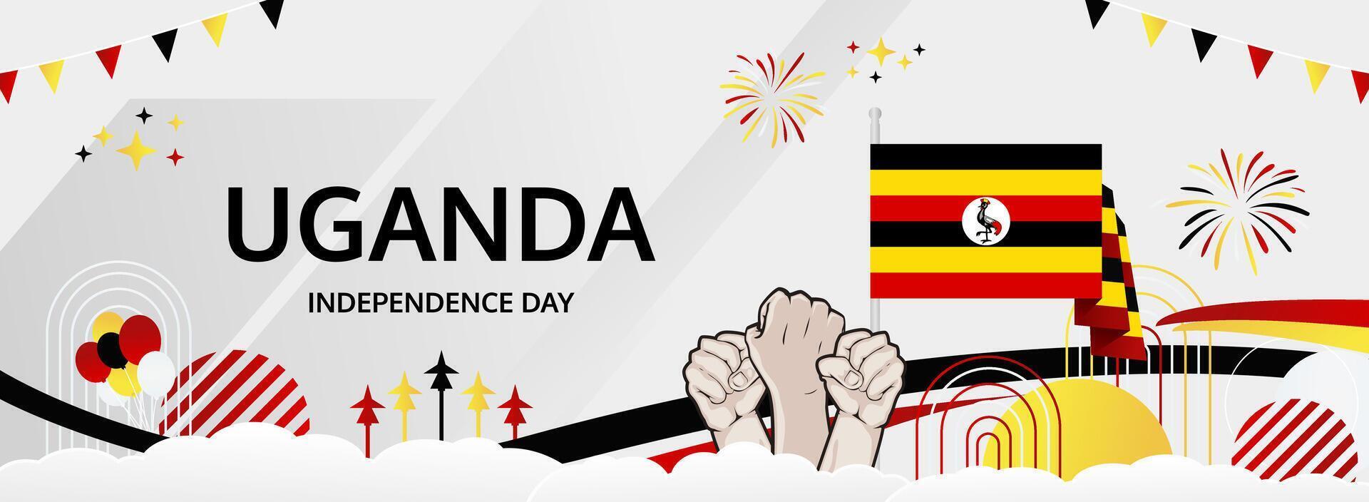 Celebrate Uganda Independence Day with a vibrant 9 October banner. Great for travel campaigns, festive retail offers, and public holiday celebrations vector