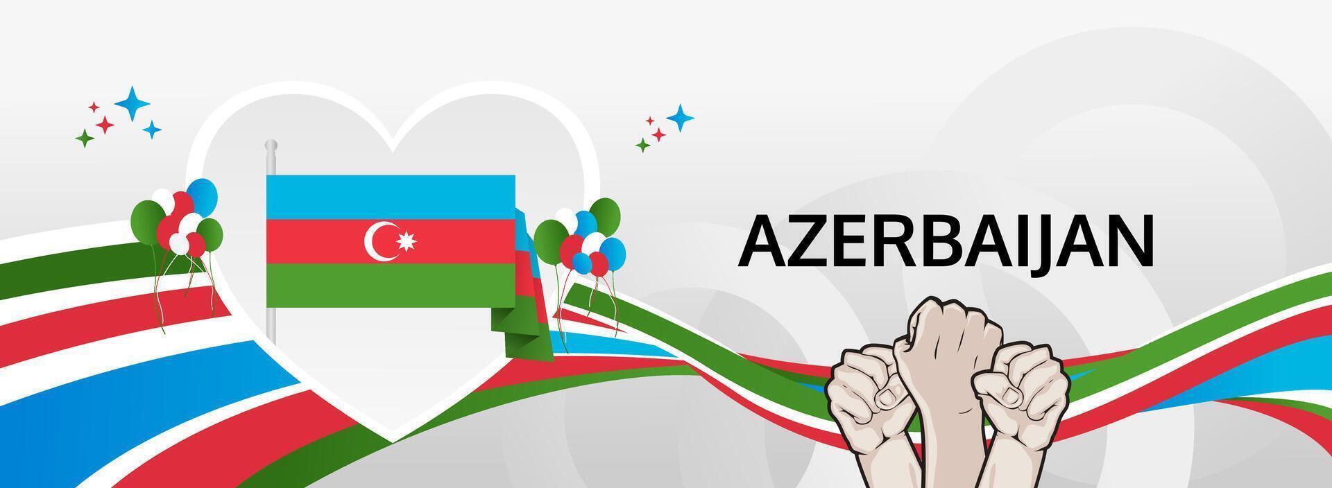 Azerbaijan 18 October National Day design. Horizontal banner in flag tones, perfect for marketing campaigns, festive sales, and patriotic public celebrations vector