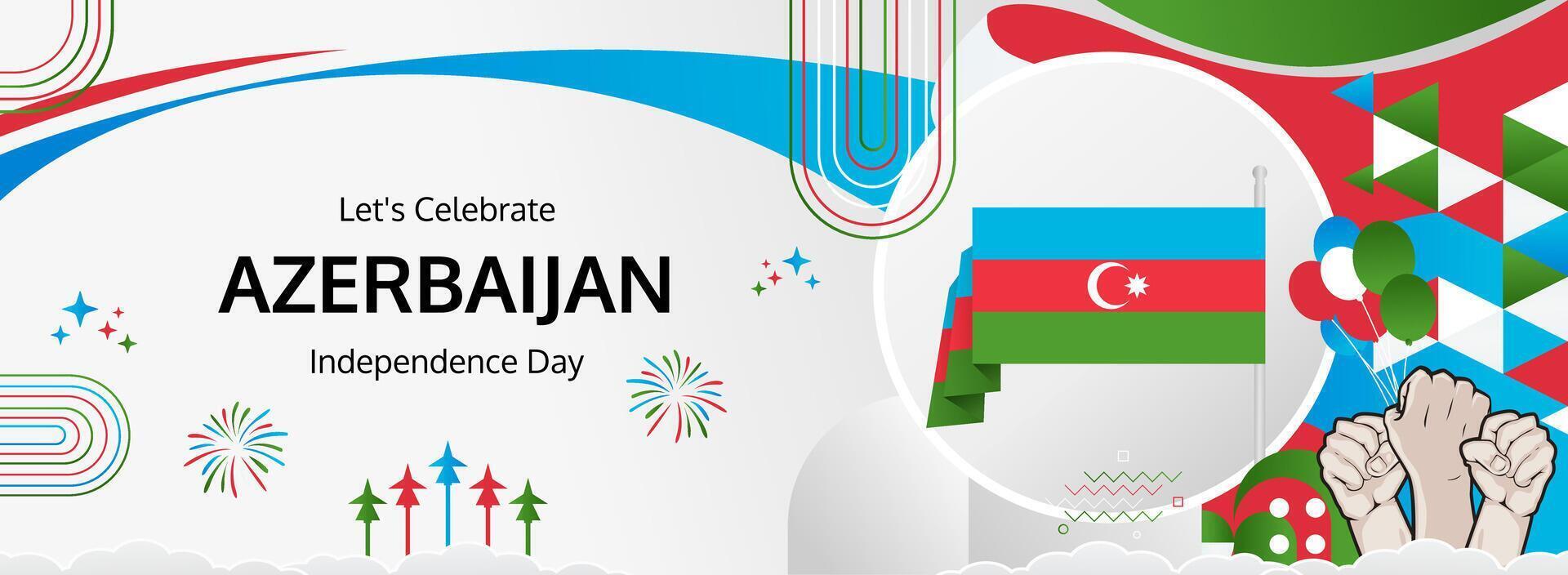 Modern Azerbaijan banner for 18 October. Celebrate Restoration Day with a colorful background, great for event promos, tourism ads, or holiday deals vector