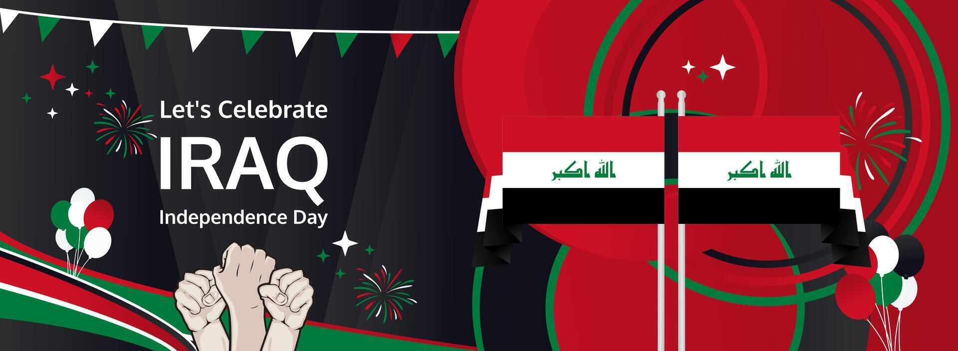 Iraq 3 October celebration banner. Modern Independence Day greeting with colorful background, perfect for events, travel ads, and digital promotions vector