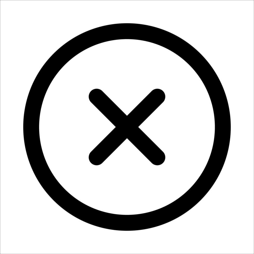 A unique black and white image of an x in a circle in white background vector