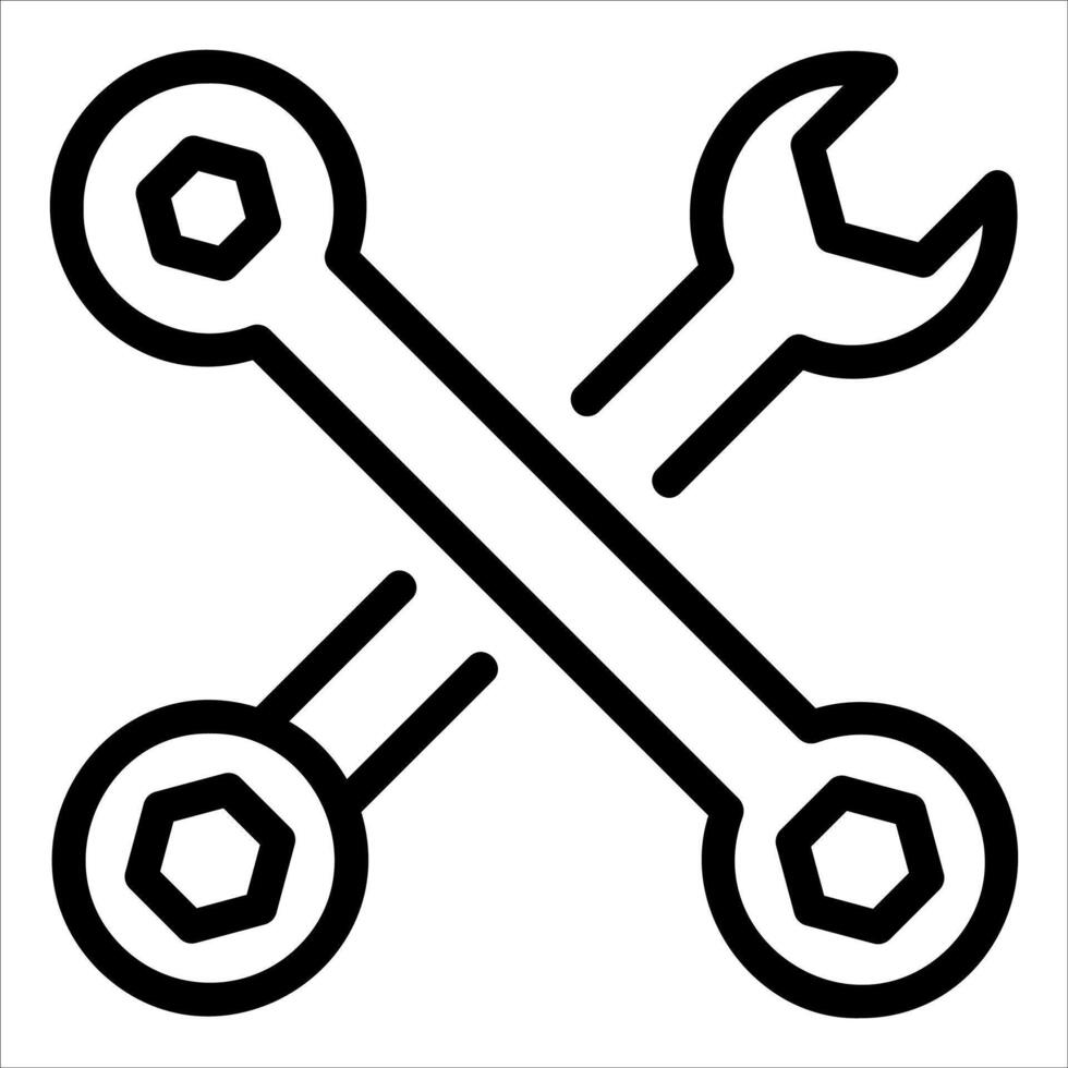 A unique black and white icon of two wrench in white backgroundes vector