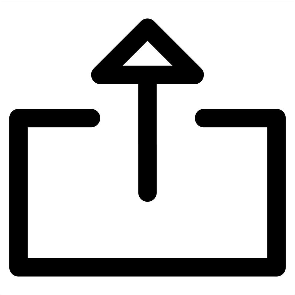A unique black and white icon of a box with an arrow pointing up in white background vector