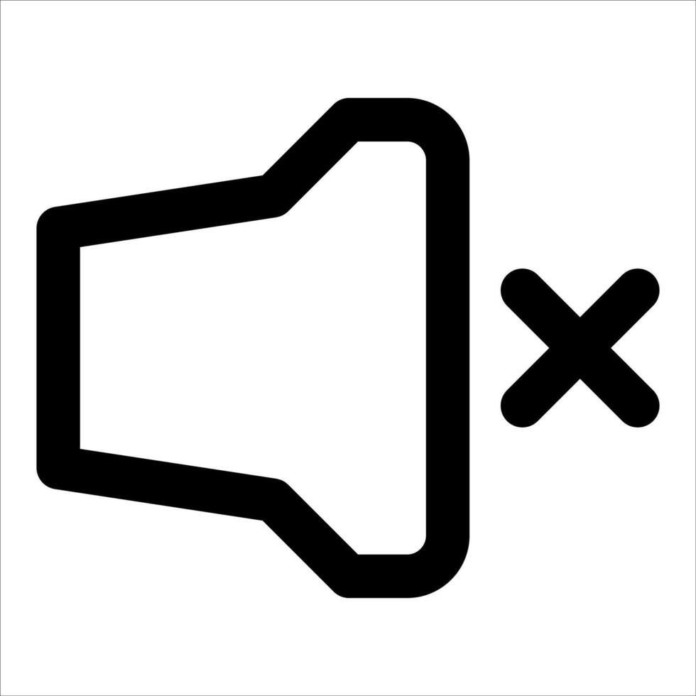A unique black and white icon of a speaker with a x vector