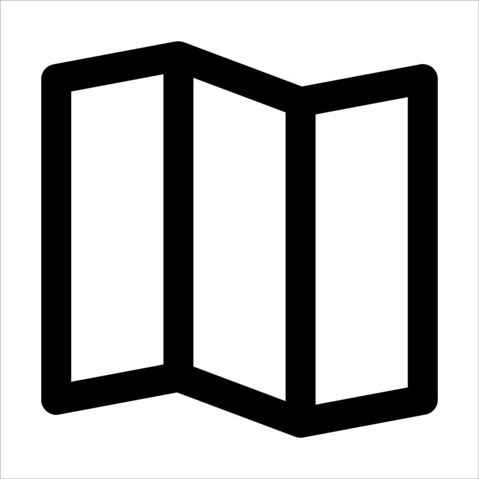 A unique black and white icon of a map in white background vector