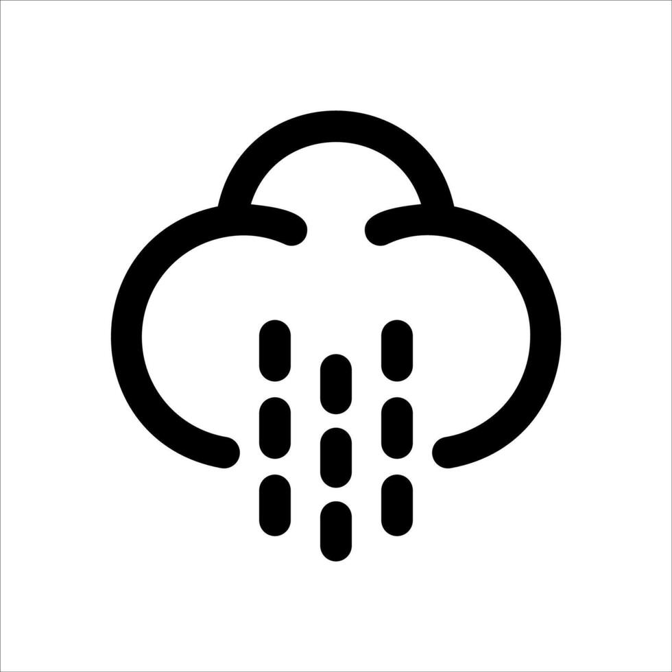 A unique black and white icon of a cloud with rain drops in white background vector