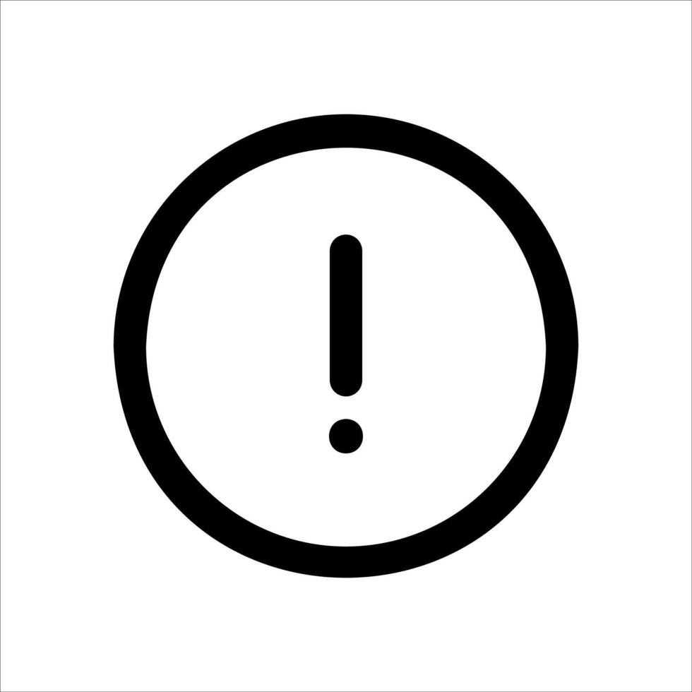 A unique black and white icon of an exclamation mark in white background vector