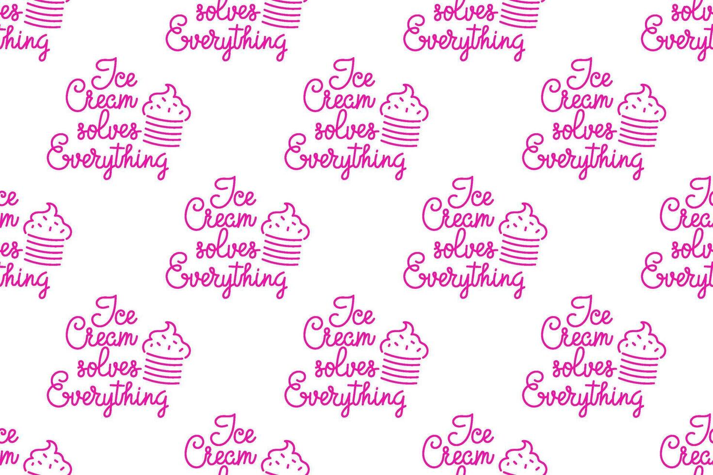 Sweet treat pattern featuring playful slogan about ice cream solving problems vector