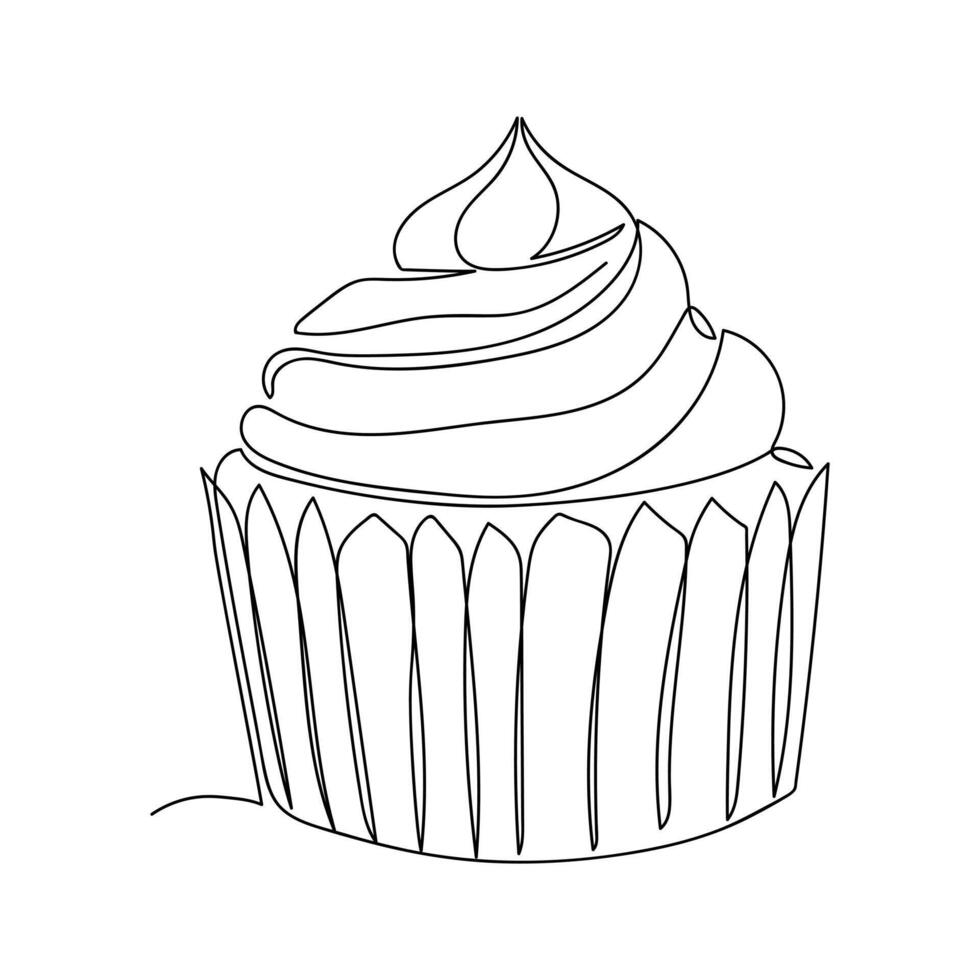 Cupcake with swirl icing presented on a plain background for minimalistic design appeal vector