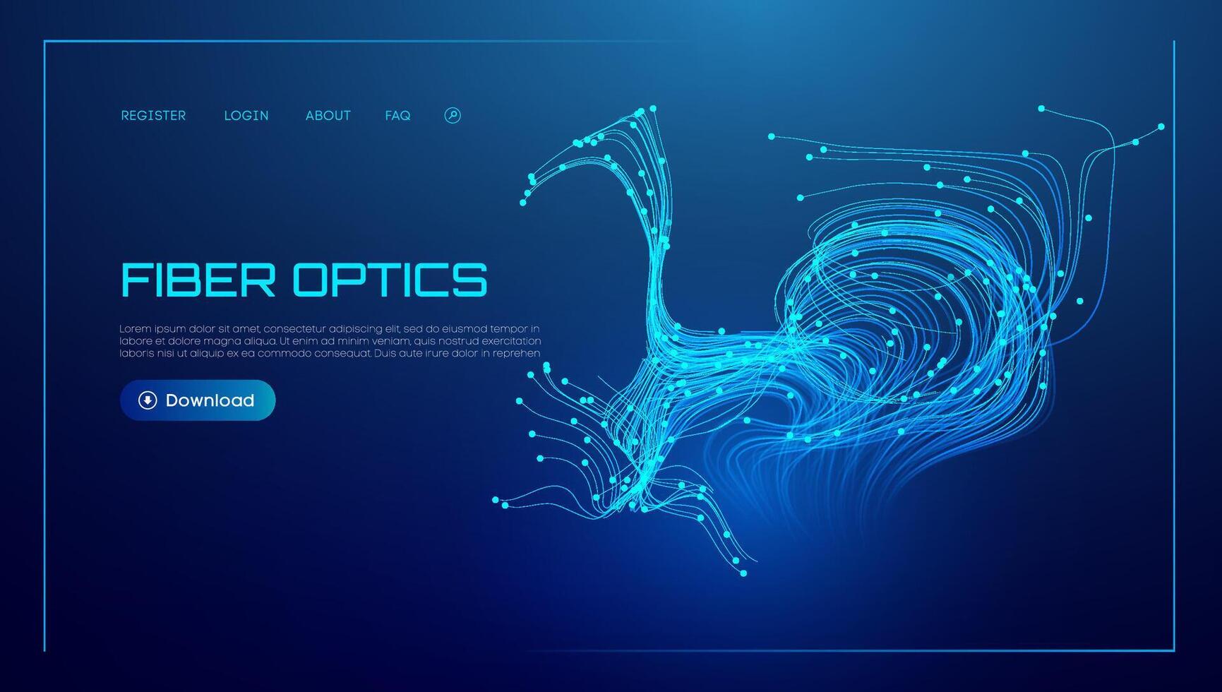 Fiber optic line light velocity abstract optical technology network design. High speed cables carry digital information through urban systems. Fluid telecom analysis forms neural backbone connections. vector